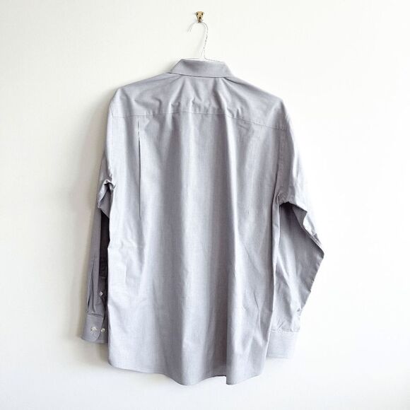 Nautica Mens Collared Classic Dress Shirt Button Long Sleeve Plain Gray Size 16 - Picture 2 of 8